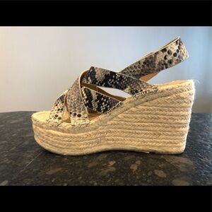 Marc Fisher Snakeskin Strappy Espadrille Wedges